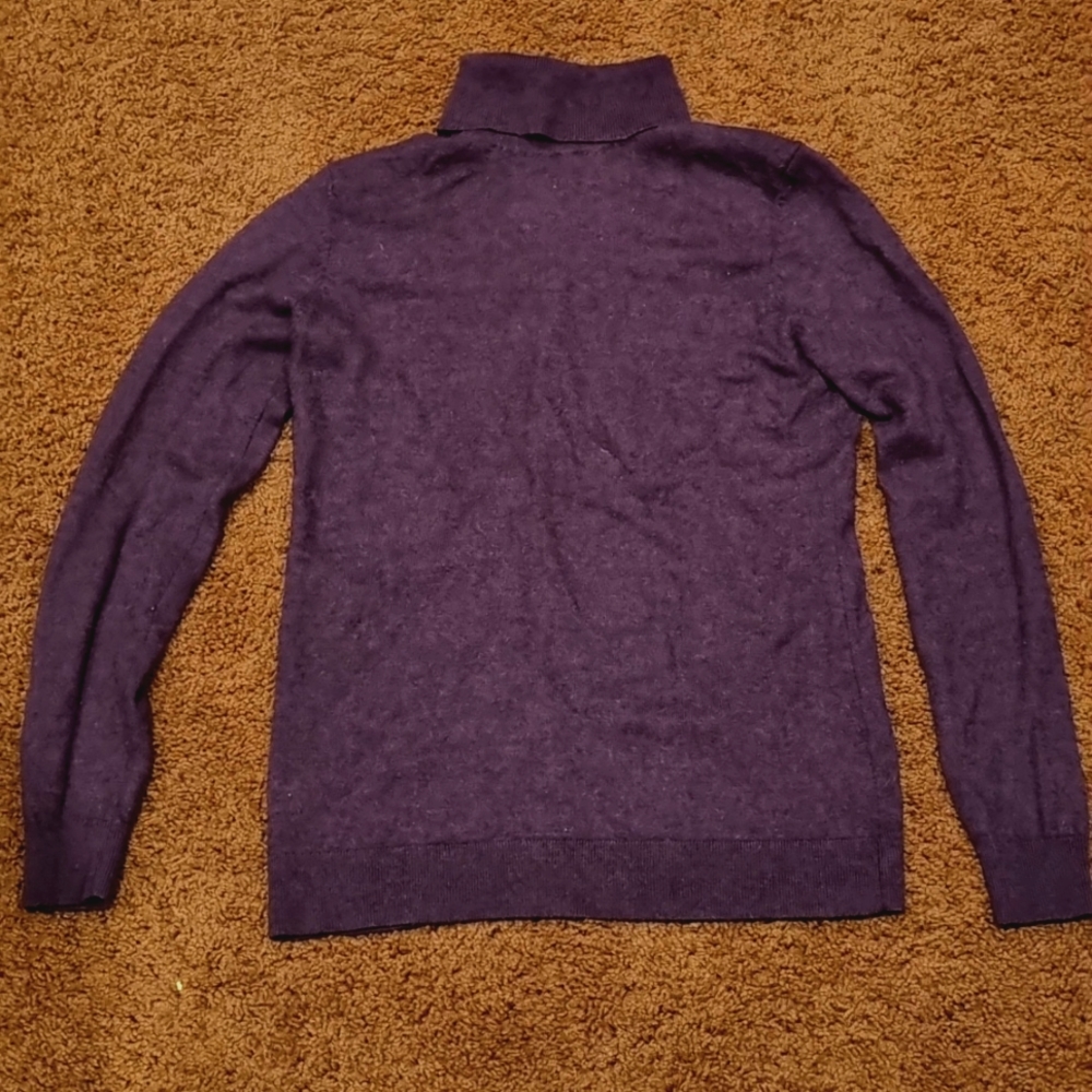 Purple Ribbed Wool Turtleneck